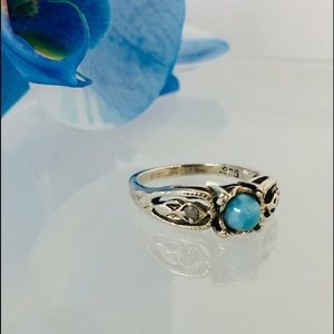 Vintage 925 Sterling Silver Caribbean Larimar Ring